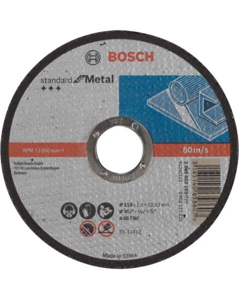 Bosch rezna ploča ravna Standard for Metal A 60 T BF, 115 mm, 22,23 mm, 1,6 mm - 2608603163