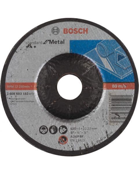 Bosch brusna ploča ispupčena Standard for Metal A 24 P BF, 125 mm, 22,23 mm, 6,0 mm - 2608603182
