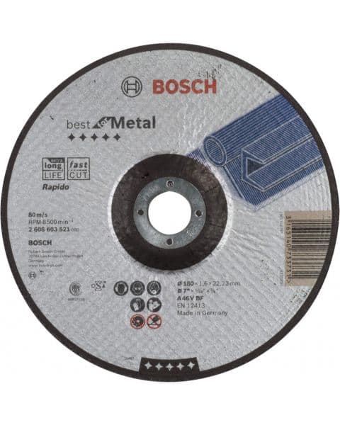 Bosch rezna ploča ispupčena Best for Metal - Rapido A 46 V BF, 180 mm, 1,6 mm - 2608603521