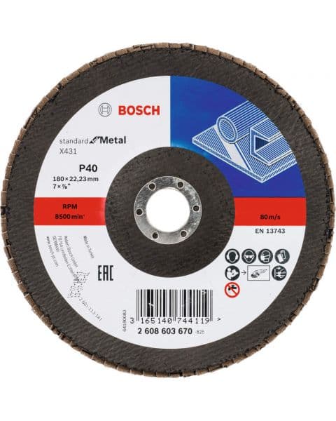 Bosch lamelni brusni disk X431, Standard for Metal 180 mm, 22,23 mm, 40 - 2608603670