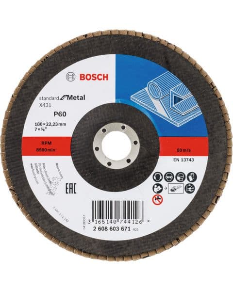 Bosch lamelni brusni disk X431, Standard for Metal 180 mm, 22,23 mm, 60 - 2608603671