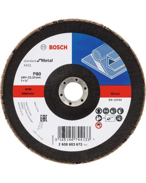 Bosch lamelni brusni disk X431, Standard for Metal 180 mm, 22,23 mm, 80 - 2608603672