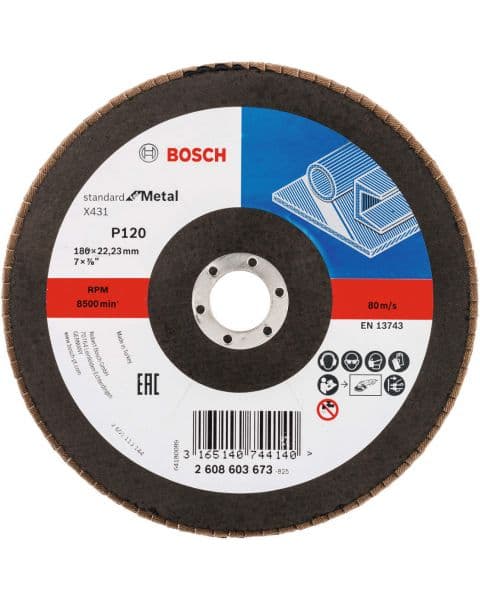 Bosch lamelni brusni disk X431, Standard for Metal 180 mm, 22,23 mm, 120 - 2608603673