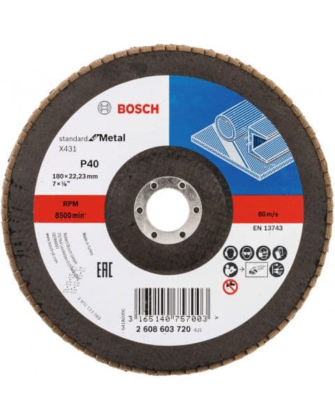 Bosch lamelni brusni disk X431, Standard for Metal 180 mm, 22,23 mm, 40 - 2608603720