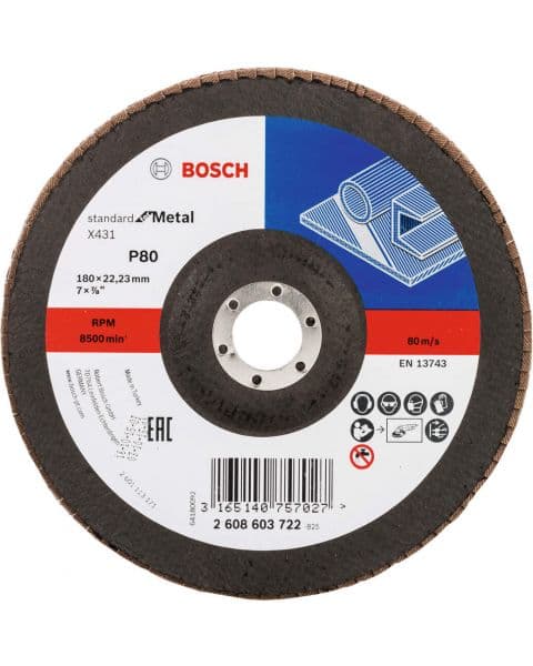 Bosch lamelni brusni disk X431, Standard for Metal 180 mm, 22,23 mm, 80 - 2608603722