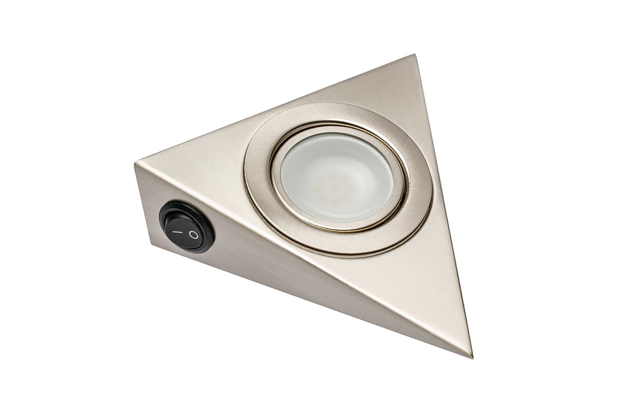 GTV Trokutasta LED lampa s prekidačem, inoks, 12V, 1,8W, hladno bela, 2m kabla i muško mini pojačalo, LD-OPT60S-51N