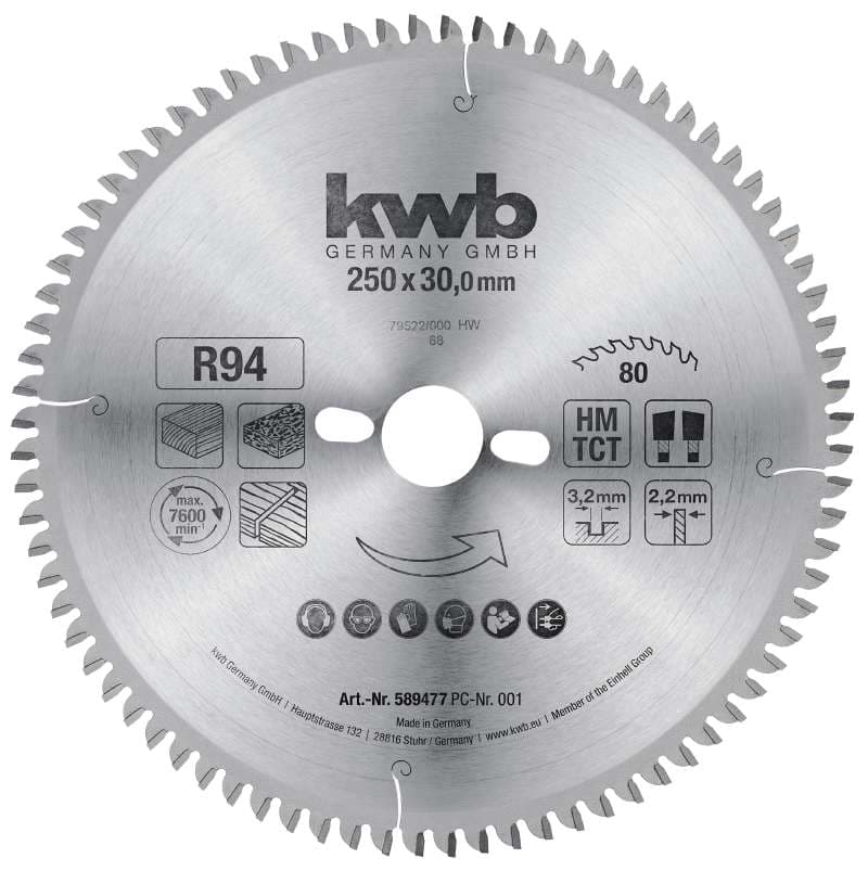  KWB 49589477 list kružne testere za drvo, 250 x 30 mm, 94R