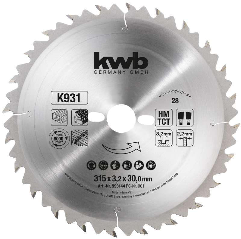  KWB 49593144 Rezni disk za cirkular 315x30 28Z, HM, za drvo/plastiku