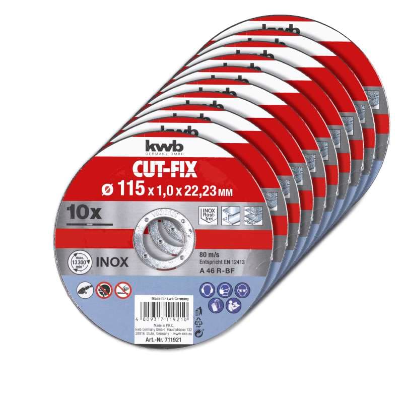  KWB 49711921 Set reznih ploča za Inox 115x1.2 10/1 | Cut-Fix, ekstra tanka