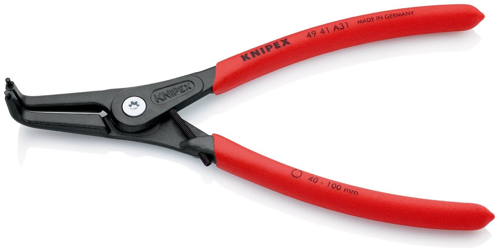 Knipex precizna klešta za spoljašnje sigurnosne prstenove sa graničnikom kriva 210mm 49 41 A31