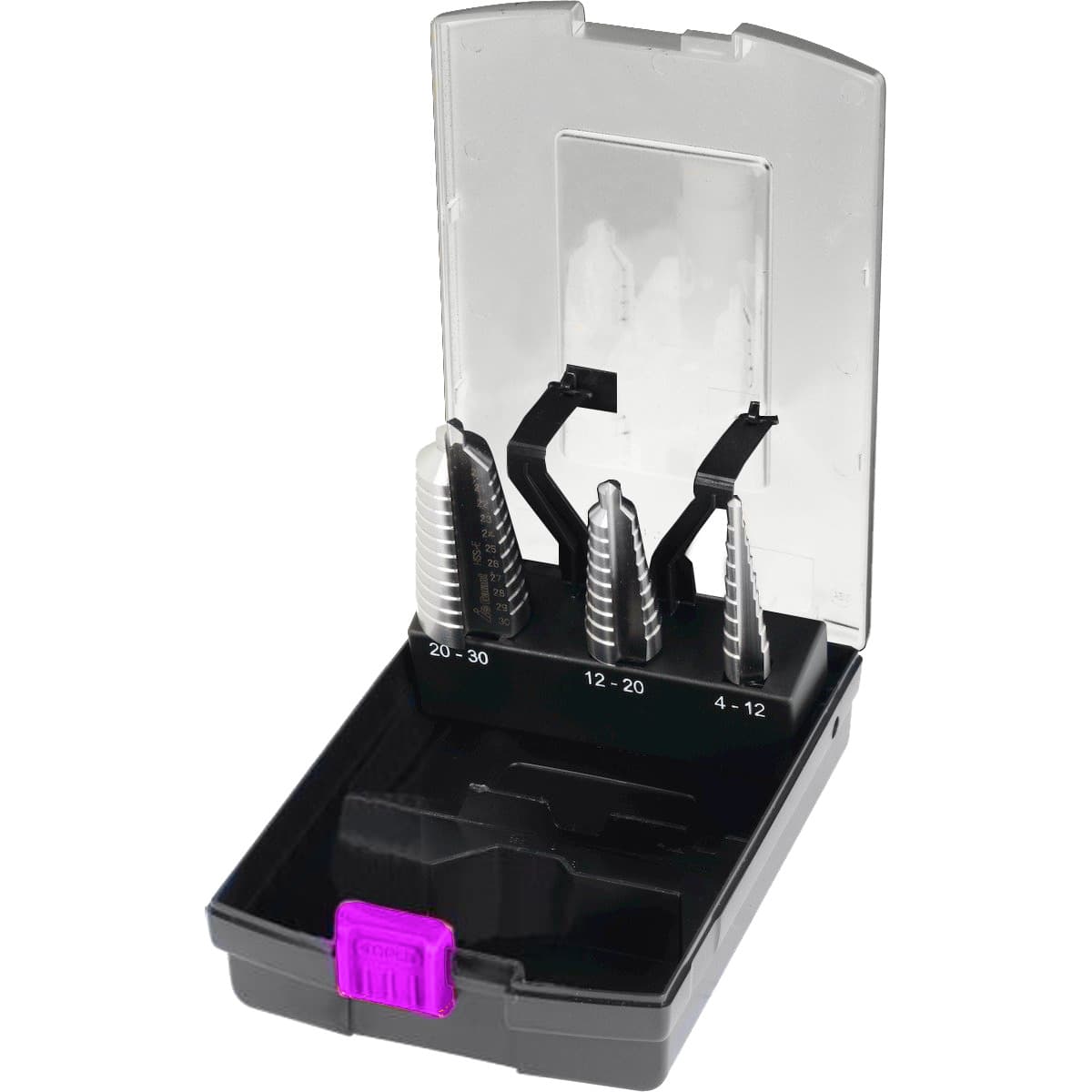 Optimum Maschinen stepenaste burgije HSS, 3kom, 4 - 12 mm / 12 - 20 mm / 20 - 30 mm