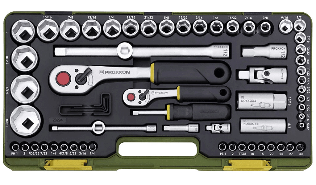 Proxxon Garnitura nasadnih ključeva 1/4″ i 1/2″ (65-delna)