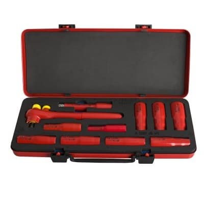 Unior 190VDE12P11L Ključevi nasadni dugi 1/2", izolovani, u metalnoj kutiji, 10 - 24/11, 625166