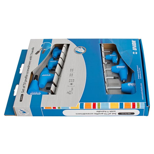 Unior 193TXCS Ključevi sa TX profilom sa T-ručicom, dvostrani, u kartonskoj kutiji, TX10 - TX45/7, 607888