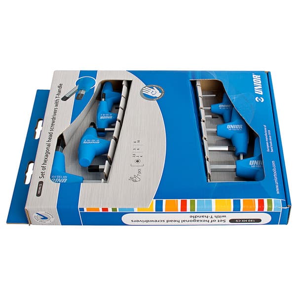 Unior 193HXCS Ključevi imbus sa T-ručicom, dvostrani, u kartonskoj kutiji, 2,5 - 10/7, 607890