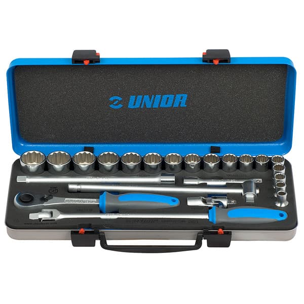 Unior 190BI12P23IN Ključevi nasadni colovni, dvanaestougaoni, prihvat 1/2", u metalnoj kutiji, 3/8 - 1 1/4", 611943