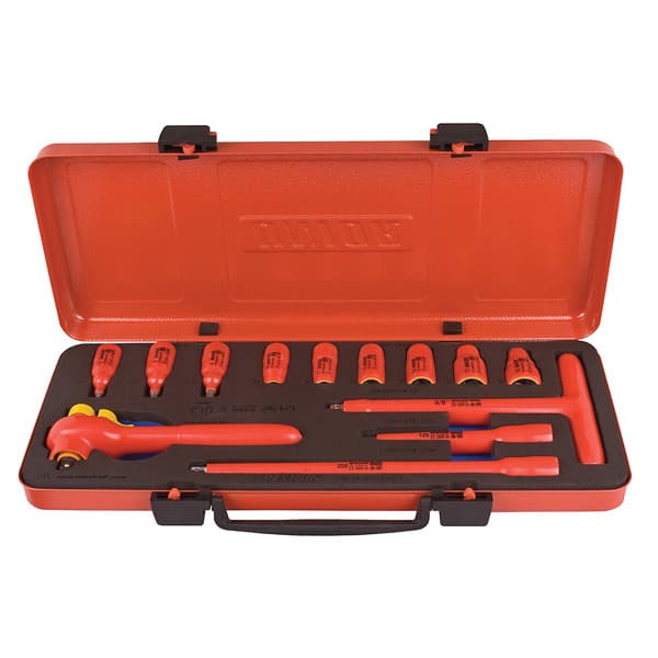 Unior 239VDEDP6P13 Ključevi nasadni, izolovani, prihvat 3/8", u metalnoj kutiji, 10 - 22 /13, 619419