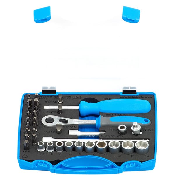 Unior 188BI6P36 Ključevi nasadni i nastavci, prihvat 1/4", u plastičnoj kutiji, /36, 621407