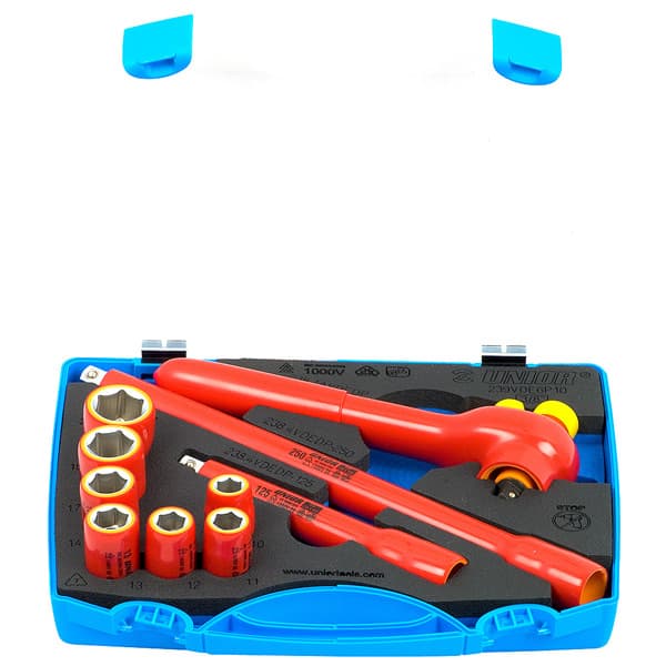 Unior 239VDEDP6P10 Ključevi nasadni, izolovani, prihvat 3/8", u plastičnoj kutiji, 0, 621647