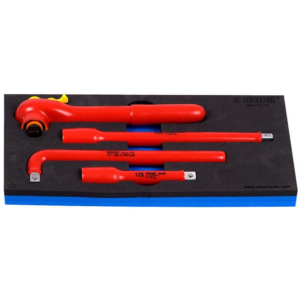 Unior 964VDE5A Izolovana čegrtaljka dvosmerna i nastavci 1/2" u SOS ulošku, 0, 621794