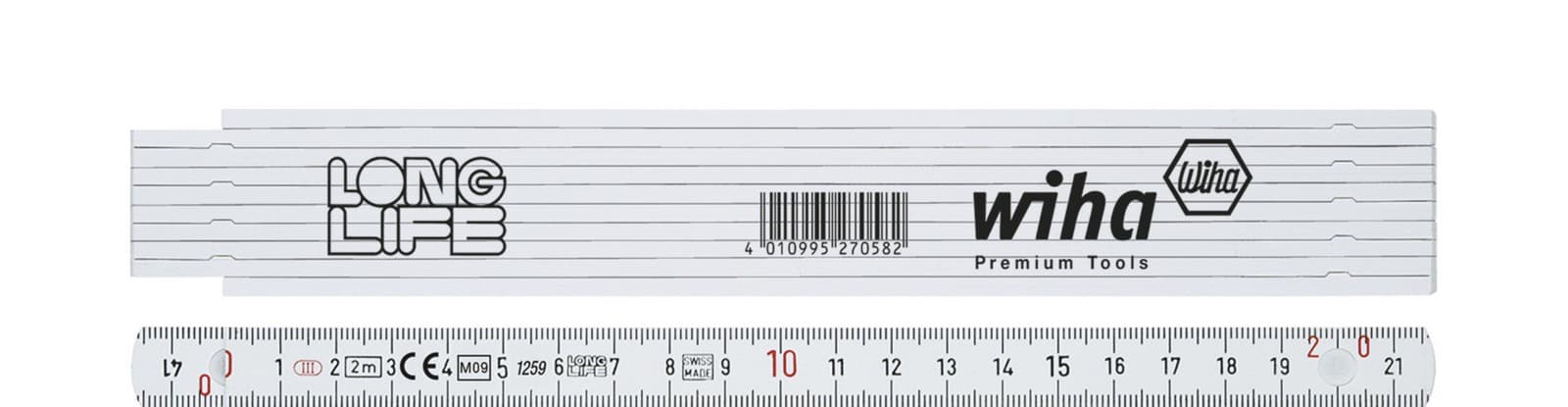 Wiha 27058 sklopivi metar LongLife, 2m metrički, 10 segmenata, žuta