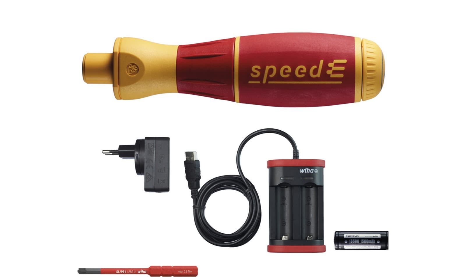 Wiha 44351 E-odvijač, Starter set speedE® i električni 4 dela, uključeni slimBitovi