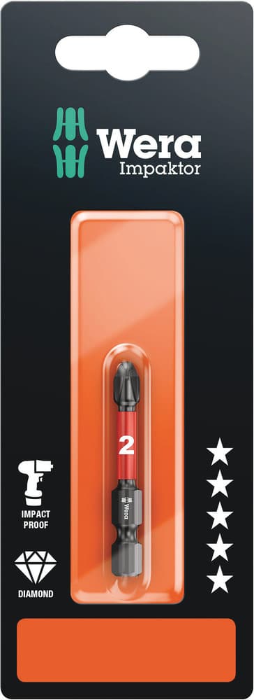 Wera  851/4 IMP DC Impaktor bit, PH 2 x 50 mm, 05073956001