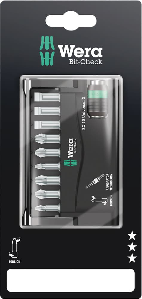 Wera Bit-Check 10 Universal 3 set bitova, 10 komada, 05073410001