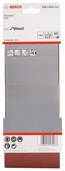 Bosch 3-delni set brusnih traka X440 100 x 552 mm, 60 pakovanje od 3 komada - 2608606162 - slika 2