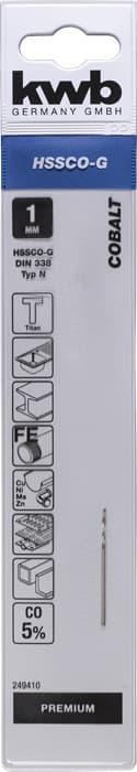 KWB 49249410 HSS-Co Cobalt Twist burgija 1,0 mm - slika 3