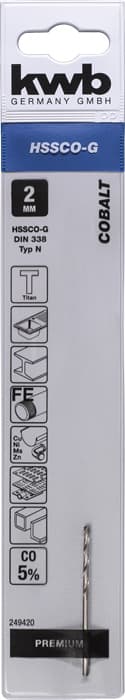KWB 49249420 HSS-Co Cobalt Twist burgija 2,0 mm - slika 3