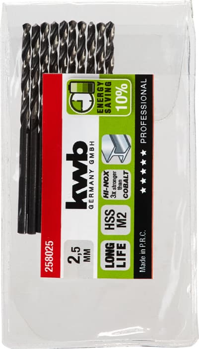 KWB 49258025 HI-Nox HSS M2 burgija za metal, 2,5 mm - slika 2