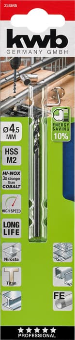 KWB 49258645 HI-NOX HSS M2 burgija 4.5x80, za metal/čelik, Energy Saving - slika 2