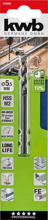 KWB 49258655 HI-NOX HSS M2 burgija 5.5x93, za metal/čelik, Energy Saving - slika 2