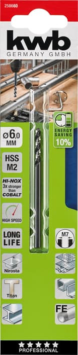 KWB 49258660 HI-NOX HSS M2 burgija 6x93, za metal/čelik, Energy Saving - slika 2