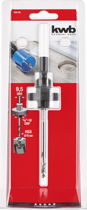 KWB 49499198 nosač za krune sa burgijom za centriranje, šestougaoni prihvat, 35-105 mm - slika 2