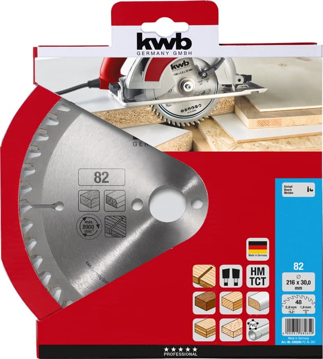 KWB 49588265 list za cirkular za drvo 216 x 2,8 x 30 mm, Z48, ojačan karbidom - slika 2
