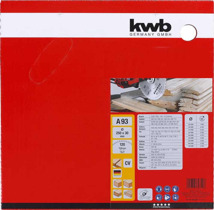 KWB 49589300 list za cirkular za drvo 250 x 1,6 x 30 mm, Z120 - slika 2