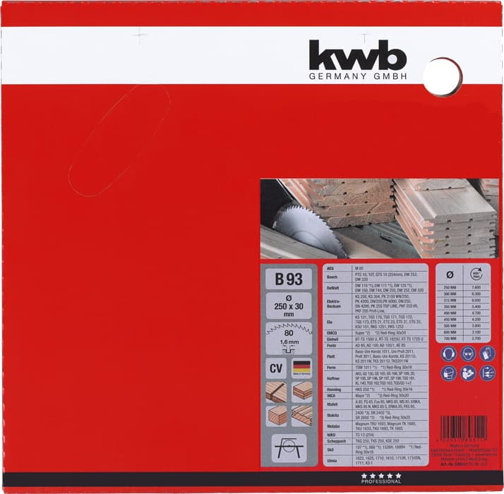 KWB 49589311 Rezni disk za cirkular 250x30 80Z, CrV, za drvo - slika 2