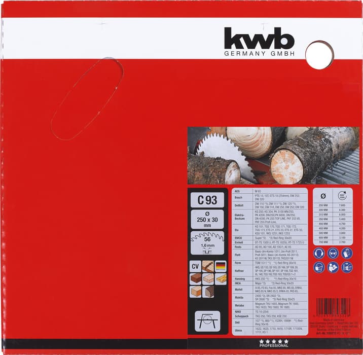 KWB 49589322 Rezni disk za cirkular 250x30 56Z, CrV, za drvo - slika 2