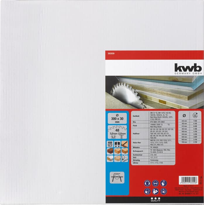 KWB 49593059 list za cirkular za drvo 300 x 30 mm, T48, ojačan karbidom - slika 2