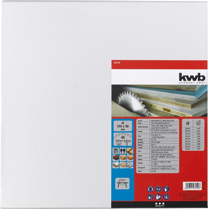 KWB 49593159 list za cirkular za drvo 315 x 30 mm, T48, ojačan karbidom - slika 2