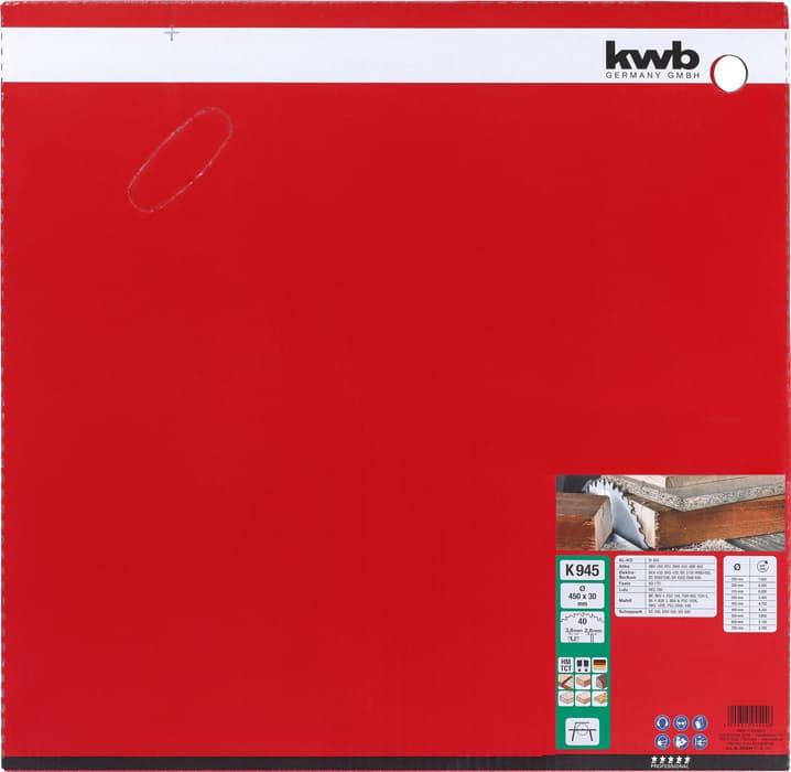 KWB 49594544 list za cirkular za drvo 450 x 30 mm, 945K, ojačan karbidom - slika 2