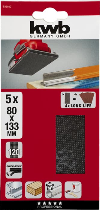 KWB 49855012 Brusna mrežica 80x133 GR120, za vibracione brusilice, Si-karbid - slika 2