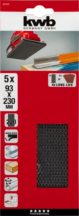 KWB 49857022 Brusna mrežica 93x230 GR220, za vibracione brusilice, Si-karbid - slika 2