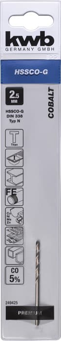 KWB 49249425 HSS-Co Cobalt Twist burgija 2,5 mm - slika 4