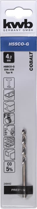 KWB 49249442 HSS-Co Cobalt Twist DRILL 4,2 mm - slika 4