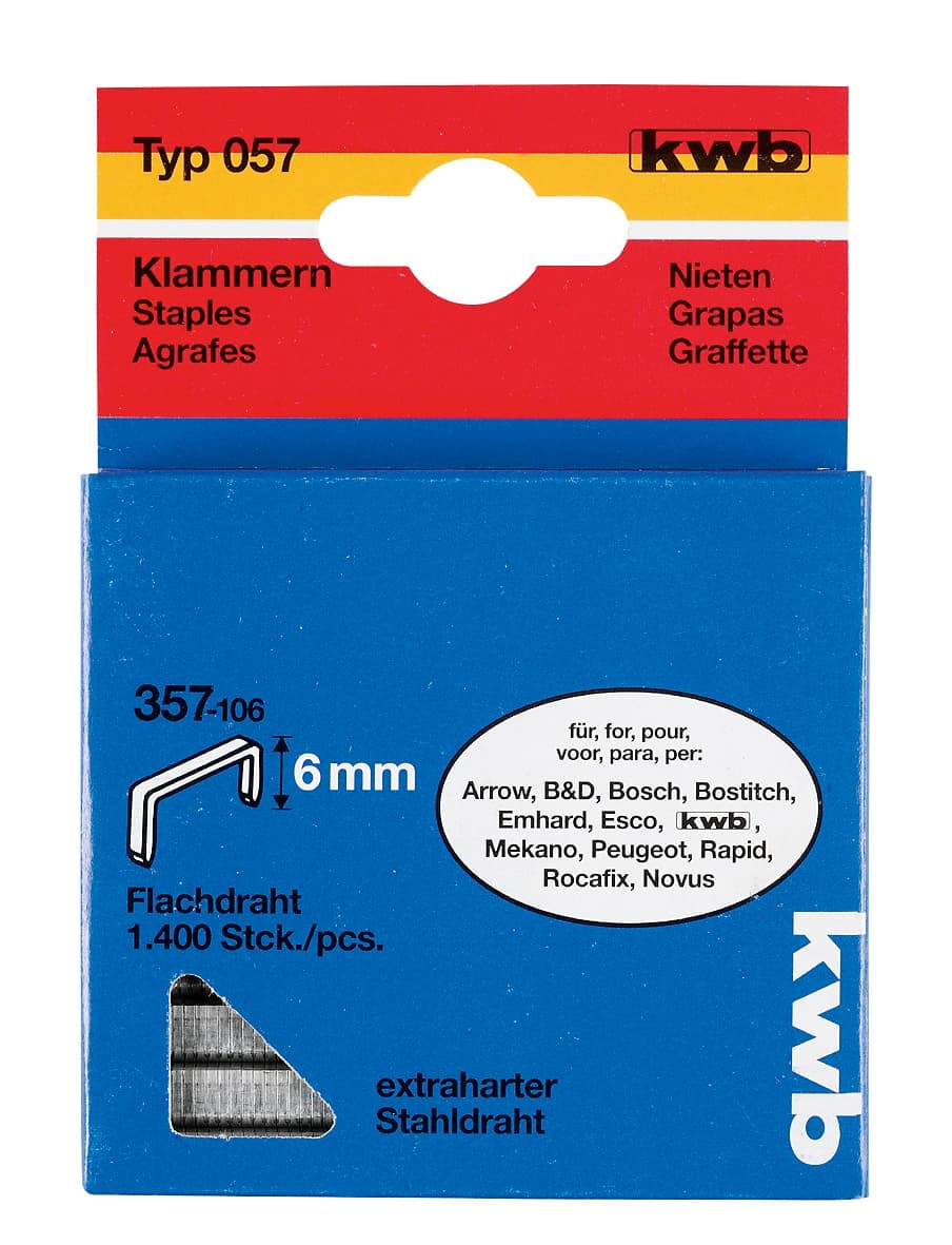 KWB 49357106 Municija za heftalicu 6/10.7 1400/1, Tip057/357, čelik - slika 2