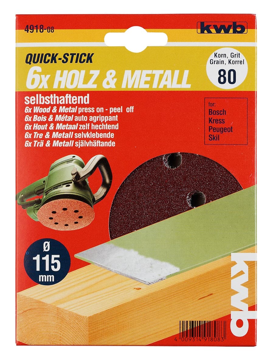 KWB 49491806 Quick-Stick brusni papir 5/1 115GR60, drvo-metal, alu-oksid - slika 2