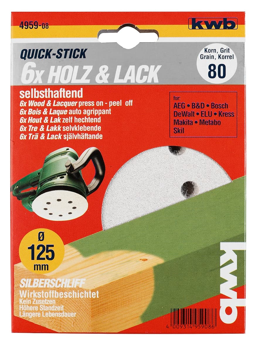 KWB 49495908 Quick-Stick brusni papir 5/1 125GR80, drvo-lak, alu-oksid - slika 2